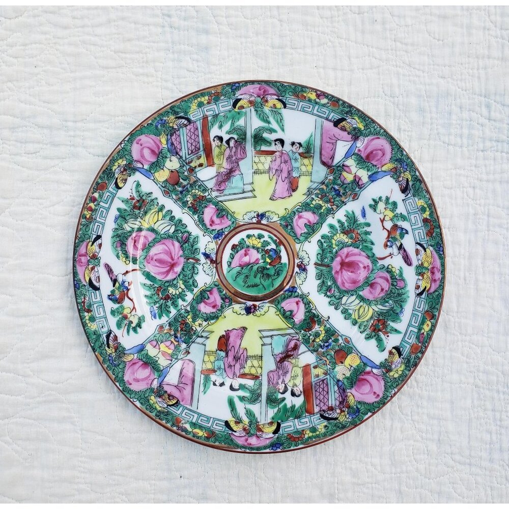 19th Century Vintage Chinese Export Rose Medallion Porcelain Plate